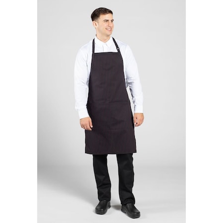 Uncommon Threads Adj Butcher Apron Blk & Red Pinstripe 3018-7100